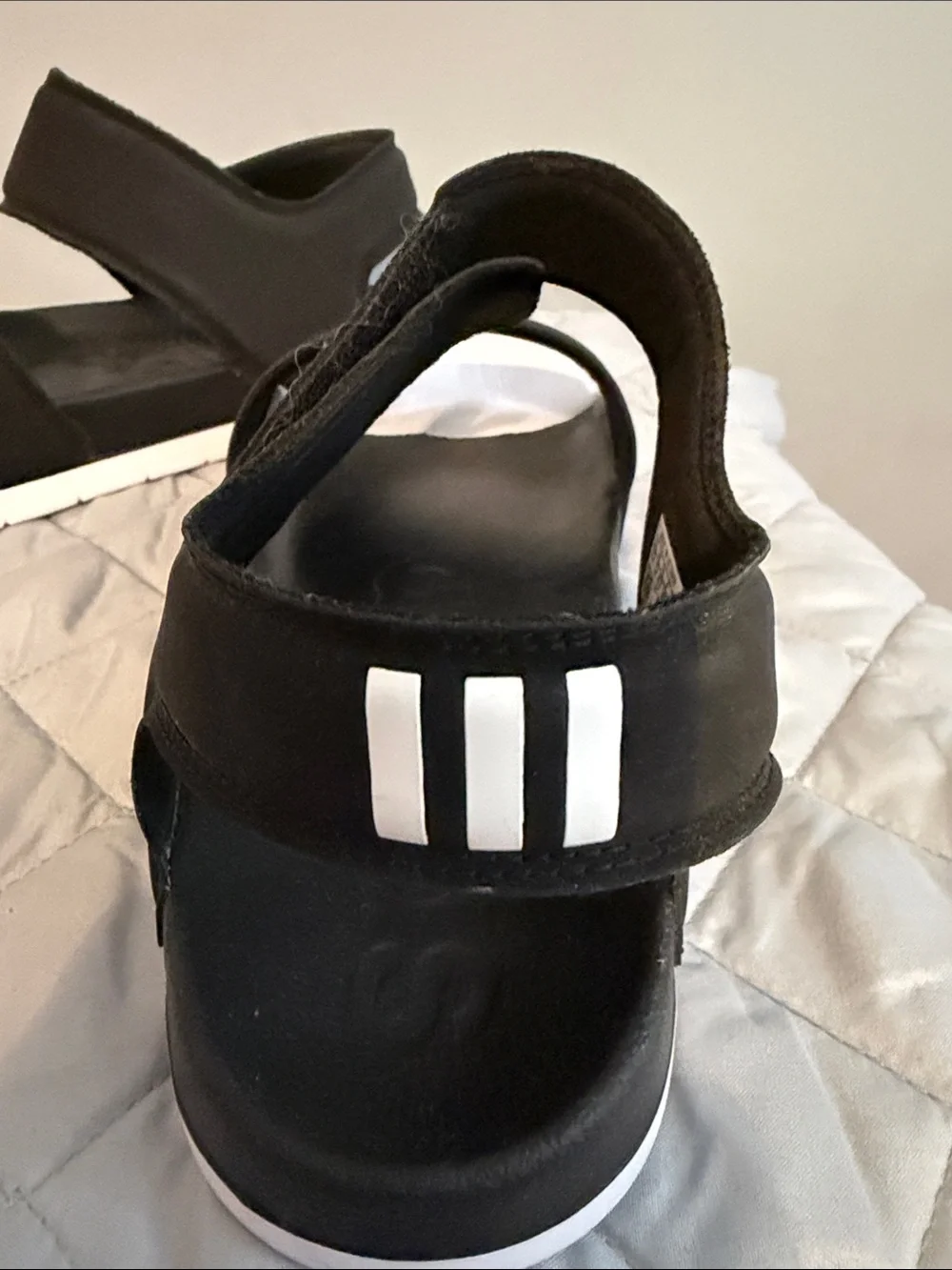 adidas Black and White Men’s Slide Sandals with Bold Logo